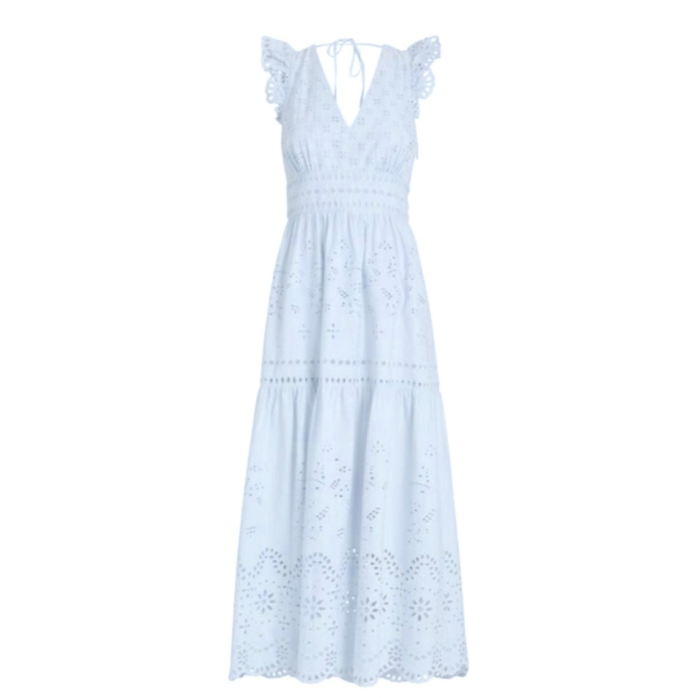 Intermix Size 6 Blue Organic Cotton Eyelet Dress NWT $328